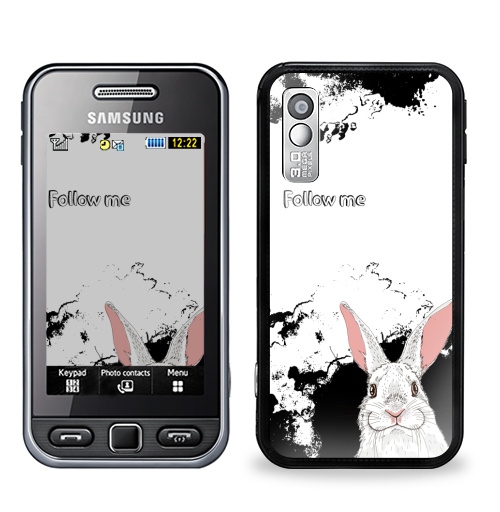 Наклейка на Телефон Samsung GT-S5230 Star Следуй за белым кроликом,  купить в Москве – интернет-магазин Allskins, надписи на английском, заяц, белый, графика, надписи, черный, черно-белое, кролики, животные, зима