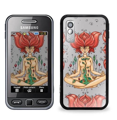 Наклейка на Телефон Samsung GT-S5230 Star Пора цветения,  купить в Москве – интернет-магазин Allskins, девушка, цветы, весна, настроение, птицы