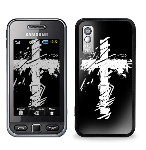 Наклейка на Телефон Samsung GT-S5230 Star Крест во всю грудь,  купить в Москве – интернет-магазин Allskins, черно-белое, татуировки, гранж, крест, христианство, святое, черный