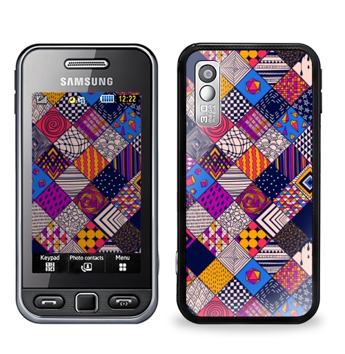 Наклейка на Телефон Samsung GT-S5230 Star Графика. квадраты. синий акцент,  купить в Москве – интернет-магазин Allskins, графика, паттерн, узор, синий, дудлы, яркий, квадраты