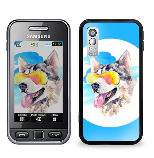 Наклейка на Телефон Samsung GT-S5230 Star Хаски сноубордист,  купить в Москве – интернет-магазин Allskins, крутые животные, мило, животные, персонажи, собаки, хаски, акварель, детские, соба, милые животные