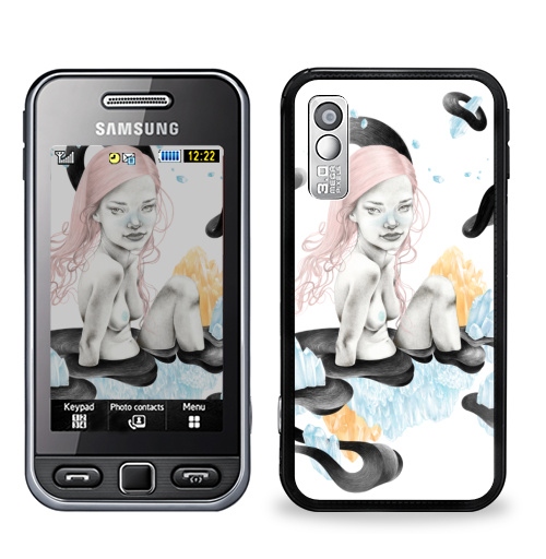 Наклейка на Телефон Samsung GT-S5230 Star Кристальная,  купить в Москве – интернет-магазин Allskins, горный, кристальный, красота, волосы, девушка, кристалл, грудь, розовые