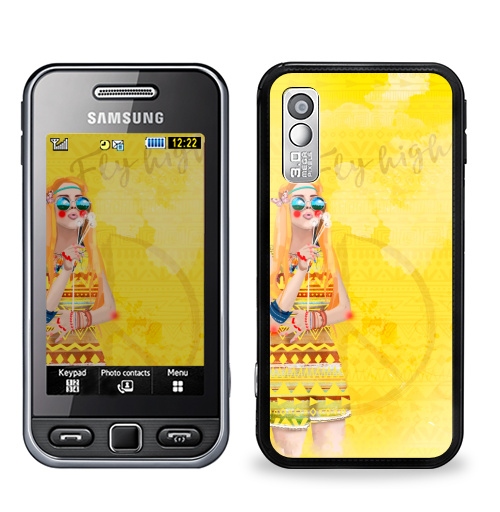Наклейка на Телефон Samsung GT-S5230 Star Девушка Хиппи,  купить в Москве – интернет-магазин Allskins, девушка, лето, желтый, оранжевый, хиппи, очки, рыжая, любовь, солнце