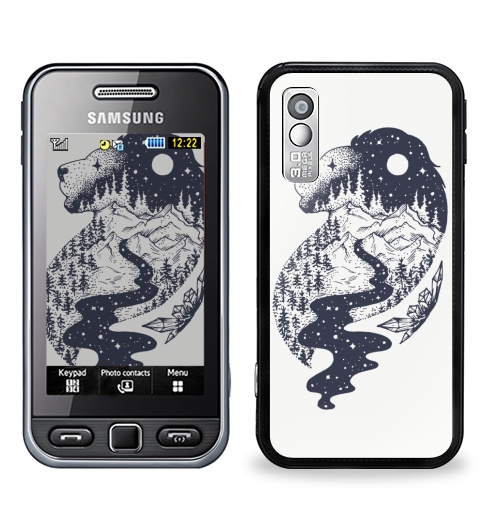 Наклейка на Телефон Samsung GT-S5230 Star Таинственный лев,  купить в Москве – интернет-магазин Allskins, лев, зодиак, лес, татту, ночь, луна, звезда, горы, река