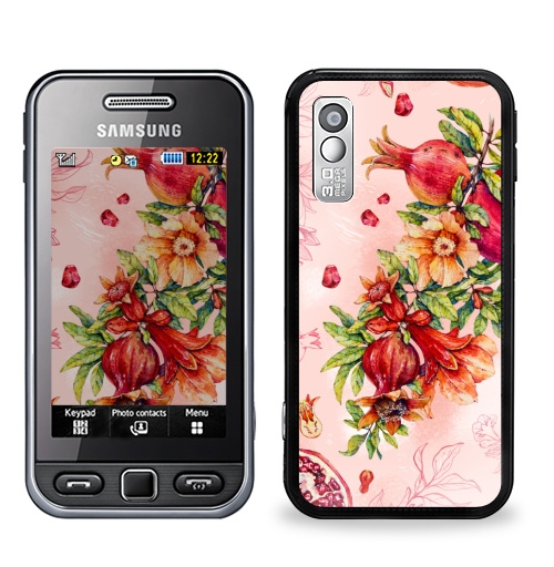 Наклейка на Телефон Samsung GT-S5230 Star Гранат. Ботаническая акварель,  купить в Москве – интернет-магазин Allskins, акварель, любимой, красный, красота, романтика, гранаты, гранат, фрукты
