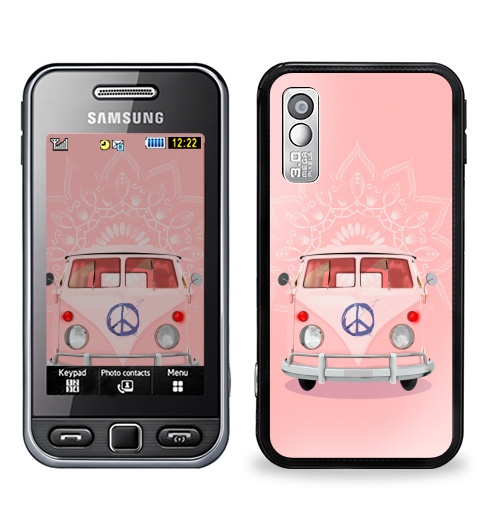 Наклейка на Телефон Samsung GT-S5230 Star Розовый Хиппи Автобус,  купить в Москве – интернет-магазин Allskins, автомобиль, автобус, хиппи, винтаж, ретро, Фольксваген, фольцваген, розовый, бохо