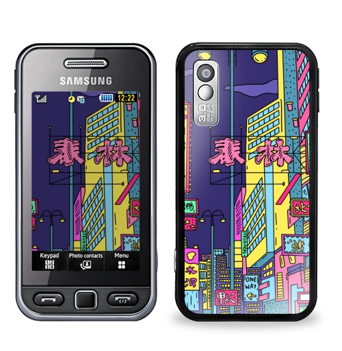 Наклейка на Телефон Samsung GT-S5230 Star Неоновый Китай,  купить в Москве – интернет-магазин Allskins, город, Китай, азия, розовый, вывески, огни, неон, ночь