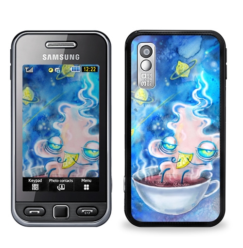 Наклейка на Телефон Samsung GT-S5230 Star Чайная вселенная,  купить в Москве – интернет-магазин Allskins, иллюстация, акварель, кошка, чай и кофе, чайник, синий, фэнтези, магия, волшебные