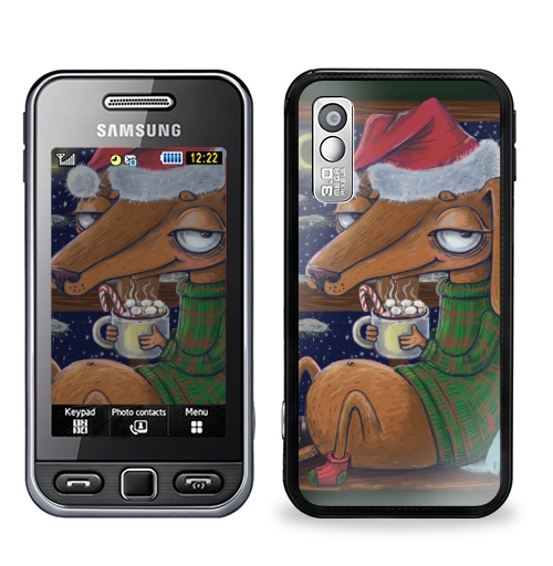 Наклейка на Телефон Samsung GT-S5230 Star Уютный новогодний пес,  купить в Москве – интернет-магазин Allskins, крутые животные, уютно, уют, зима, окно, какао, такса, собаки, новый год, нгднгд
