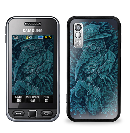 Наклейка на Телефон Samsung GT-S5230 Star Доктор чума,  купить в Москве – интернет-магазин Allskins, череп, татуировки, ночь, чума, мужик, графика, голубой, синий