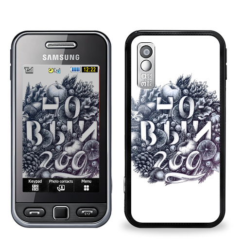Наклейка на Телефон Samsung GT-S5230 Star Новогодний венок,  купить в Москве – интернет-магазин Allskins, типографика, новый год, венок, мандарин