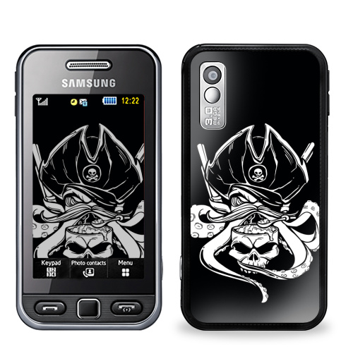 Наклейка на Телефон Samsung GT-S5230 Star Осьминог-пират,  купить в Москве – интернет-магазин Allskins, осьминог, пират, мозг, шляпа, усы, еда, ест, оружие, графика