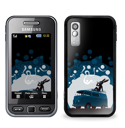 Наклейка на Телефон Samsung GT-S5230 Star Night Scene '11,  купить в Москве – интернет-магазин Allskins, 300 Лучших работ, крыша, sfsf, синий, заяц, дым, ночь, Фольксваген, черный