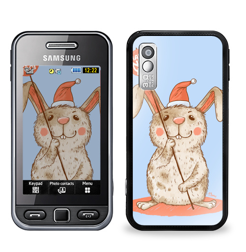 Наклейка на Телефон Samsung GT-S5230 Star Happy NEW year,  купить в Москве – интернет-магазин Allskins, новый год, улыбка, животные, пикник, заяц