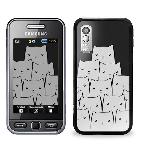 Наклейка на Телефон Samsung GT-S5230 Star White Cats,  купить в Москве – интернет-магазин Allskins, уши, черный, кошка, белый, животные, черно-белое, 300 Лучших работ