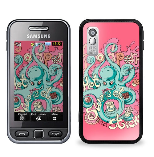 Наклейка на Телефон Samsung GT-S5230 Star Фудпорн,  купить в Москве – интернет-магазин Allskins, монстры, еда, осьминог, персонажи, розовый, сладости, фастфуд