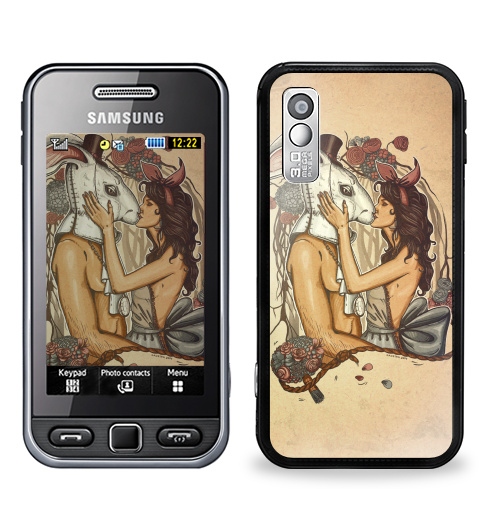 Наклейка на Телефон Samsung GT-S5230 Star Кроликачасы,  купить в Москве – интернет-магазин Allskins, заяц, любовь, цветы, время, девушка, красота