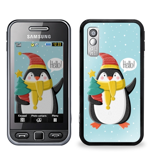 Наклейка на Телефон Samsung GT-S5230 Star Пингвин с ёлкой,  купить в Москве – интернет-магазин Allskins, шапка, снег, новый год, пингвин, детские
