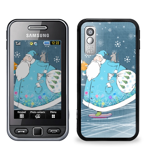 Наклейка на Телефон Samsung GT-S5230 Star Дед Мороз на скейте,  купить в Москве – интернет-магазин Allskins, новый год, зима, мороз, дед, детские