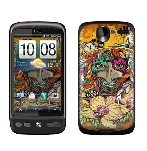 Наклейка на Телефон HTC HTC Desire Время,  купить в Москве – интернет-магазин Allskins, цветы, яркий, девушка, перья, змея, глаз, персонажи, вампиры, птицы