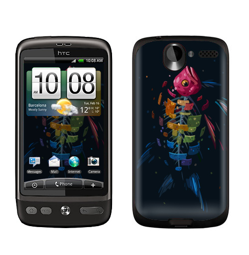 Наклейка на Телефон HTC HTC Desire Мистическая Рыба,  купить в Москве – интернет-магазин Allskins, подводный, рыба, сюрреализм, морская, радуга, чешуя