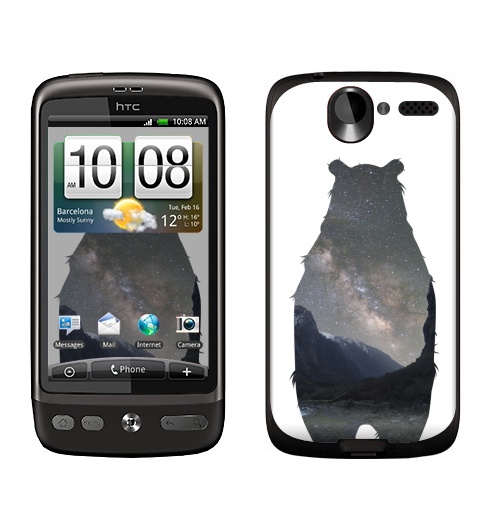 Наклейка на Телефон HTC HTC Desire Космический медведь,  купить в Москве – интернет-магазин Allskins, крутые животные, нежно, космос, мило, медведь, детские, пейзаж, настроение, милые животные