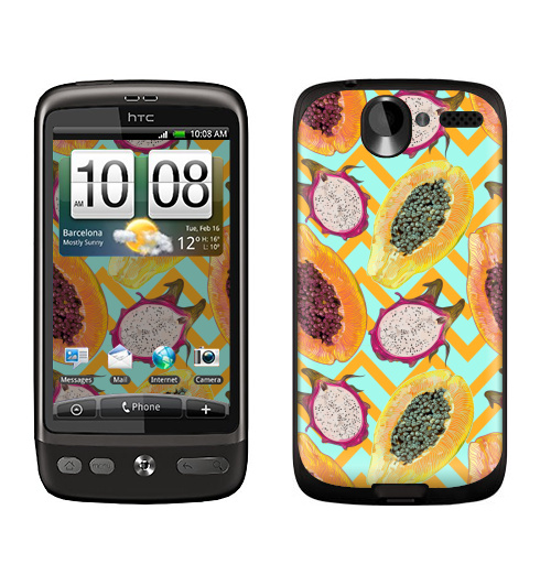 Наклейка на Телефон HTC HTC Desire Принт с фруктами,  купить в Москве – интернет-магазин Allskins, тропики, джунгли, паттерн, текстура, драконий, фрукты, папайя, экзотика