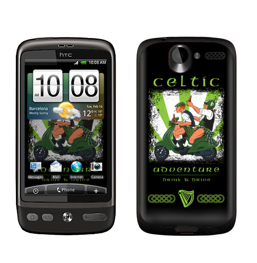 Наклейка на Телефон HTC HTC Desire Кельтское приключение,  купить в Москве – интернет-магазин Allskins, Ирландия, кельт, килт, мотоцикл, приключения, алкоголь, персонажи, путешествия, отдых