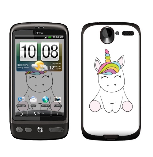 Наклейка на Телефон HTC HTC Desire Единорожек,  купить в Москве – интернет-магазин Allskins, милые животные, радуга, магия, детские, животные, мило, единорог