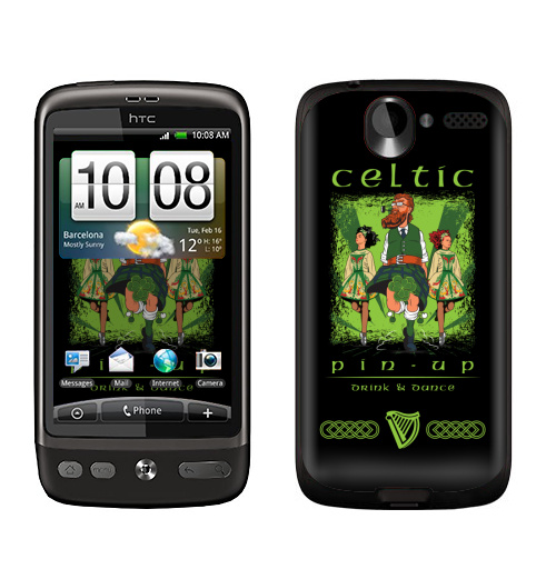 Наклейка на Телефон HTC HTC Desire Кельтский пинап,  купить в Москве – интернет-магазин Allskins, сарказм, персонажи, девушка, алкоголь, пикник, танцы, Ирландия, кельт