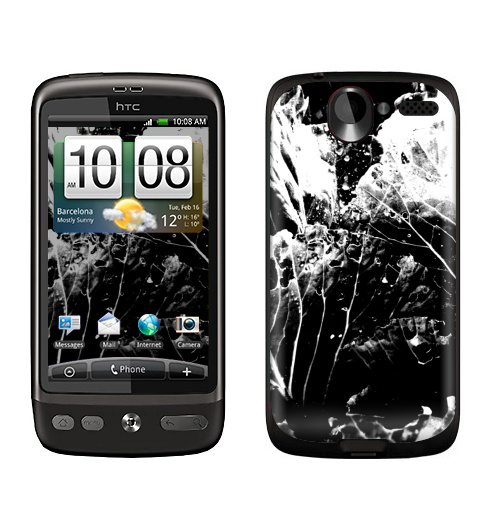 Наклейка на Телефон HTC HTC Desire Растительное,  купить в Москве – интернет-магазин Allskins, черно-белое, лесной, природа, листья, Темная, черный, графика, растительный, растение