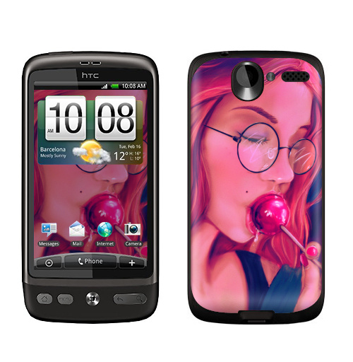Наклейка на Телефон HTC HTC Desire Девушка с чупачупсом,  купить в Москве – интернет-магазин Allskins, девушка, чупачупс, конфетти, розовый, молодость