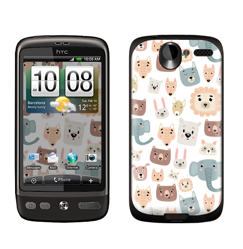 Наклейка на Телефон HTC HTC Desire Зверята,  купить в Москве – интернет-магазин Allskins, лев, слоны, собаки, енот, медведь, детские, питбуль, заяц