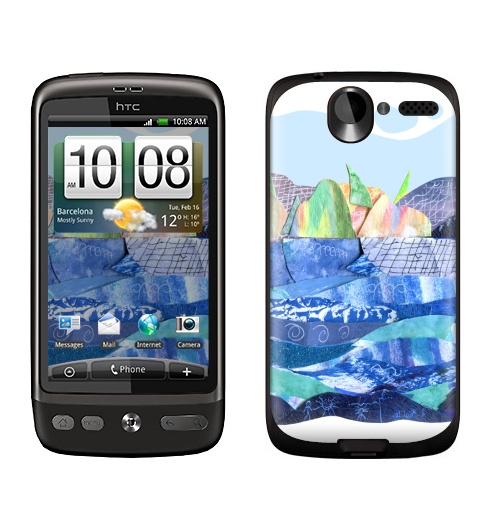 Наклейка на Телефон HTC HTC Desire Коллаж с пейзажем, озеро и скалы,  купить в Москве – интернет-магазин Allskins, коллаж, радость, круто, детские, школьный, озеро, природа, синий, бумага, голуой