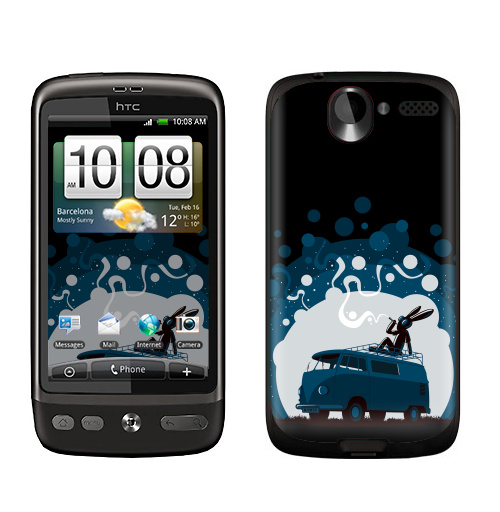 Наклейка на Телефон HTC HTC Desire Night Scene '11,  купить в Москве – интернет-магазин Allskins, 300 Лучших работ, крыша, sfsf, синий, заяц, дым, ночь, Фольксваген, черный