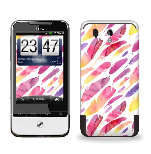 Наклейка на Телефон HTC HTC Legend Акварельные перышки на белом фоне,  купить в Москве – интернет-магазин Allskins, перья, фиолетовый, сиреневый, лимонный, розовый, градиент, текстура, акварель