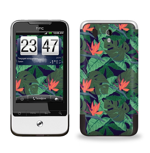 Наклейка на Телефон HTC HTC Legend Тропический паттерн,  купить в Москве – интернет-магазин Allskins, сочный, монстера, птицы, рай, цветы, текстура, паттерн, джунгли, тропики