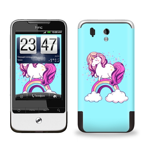 Наклейка на Телефон HTC HTC Legend Единорог на радуге ,  купить в Москве – интернет-магазин Allskins, милые животные, единорог, радуга, конфетти, салют, магия, мило, лошадь, животные, детские