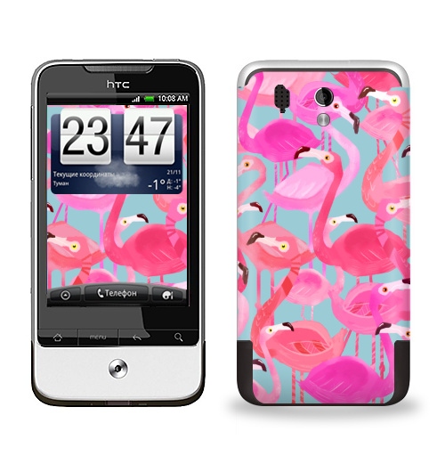 Наклейка на Телефон HTC HTC Legend Фламинго Серый фон,  купить в Москве – интернет-магазин Allskins, мило, птицы, фламинго, розовый, фуксия, сердце, тропики, лето, текстура, фауна