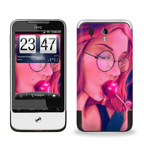 Наклейка на Телефон HTC HTC Legend Девушка с чупачупсом,  купить в Москве – интернет-магазин Allskins, девушка, чупачупс, конфетти, розовый, молодость