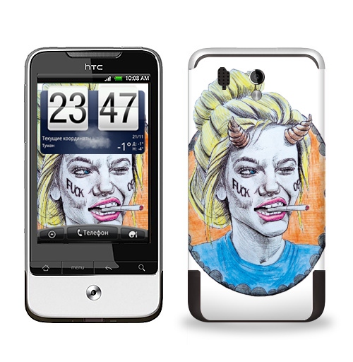 Наклейка на Телефон HTC HTC Legend Фак оф,  купить в Москве – интернет-магазин Allskins, хуйня, красота, рогатый, графика, портреты, брутально, девушка