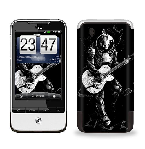 Наклейка на Телефон HTC HTC Legend Космический бард,  купить в Москве – интернет-магазин Allskins, скелет, космос, гитара, темнота, шлем