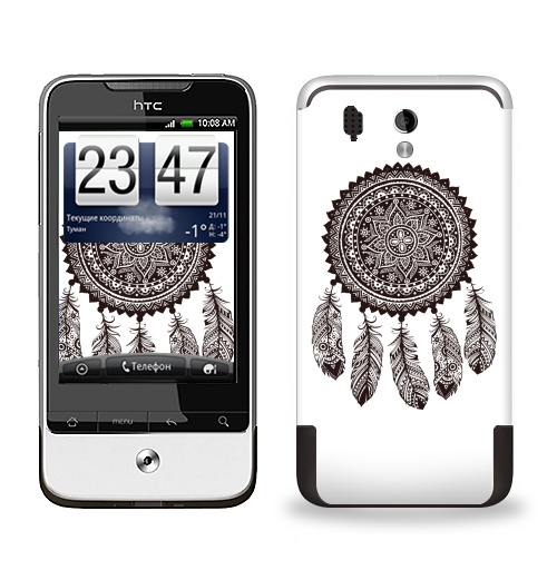 Наклейка на Телефон HTC HTC Legend Ловец снов 2,  купить в Москве – интернет-магазин Allskins, снов, ловец, черно-белое, этно, хиппи, паттерн, индия, индеец, коричневый