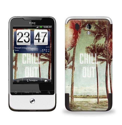 Наклейка на Телефон HTC HTC Legend Chil! Out,  купить в Москве – интернет-магазин Allskins, винтаж, лето, природа, пальмы, текстура, чилл