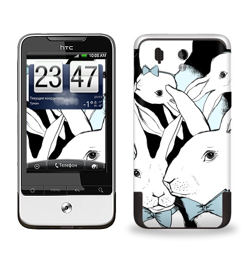 Наклейка на Телефон HTC HTC Legend Boys Bunny,  купить в Москве – интернет-магазин Allskins, заяц, бабочки, зима