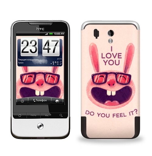 Наклейка на Телефон HTC HTC Legend Влюбленный зая,  купить в Москве – интернет-магазин Allskins, заяц, животные, любовь, улыбка, сердце, хипстер, для влюбленных