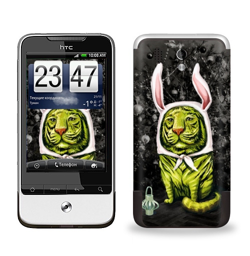 Наклейка на Телефон HTC HTC Legend Заинька,  купить в Москве – интернет-магазин Allskins, утренник, новый год, заяц, тигры, крутые животные