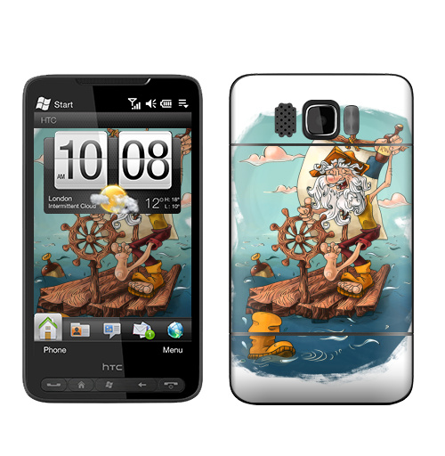 Наклейка на Телефон HTC HTC HD2 Главное - плыть вперед!,  купить в Москве – интернет-магазин Allskins, пират, морская, плот, оптимизм, персонажи, борода