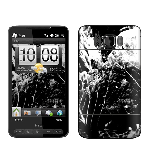 Наклейка на Телефон HTC HTC HD2 Растительное,  купить в Москве – интернет-магазин Allskins, черно-белое, лесной, природа, листья, Темная, черный, графика, растительный, растение