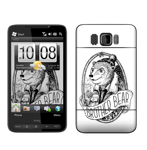 Наклейка на Телефон HTC HTC HD2 Брат Медведь,  купить в Москве – интернет-магазин Allskins, надписи, пасека, брат, графика, медведь